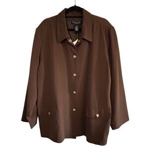 DIALOGUE NWT Women's Brown Jacket Unique Closure Size 24W
